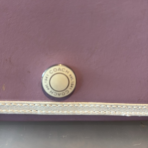 Coach  long wallet  vintage  snap wallet  leather  purple/violet/white leather t - Picture 3 of 17